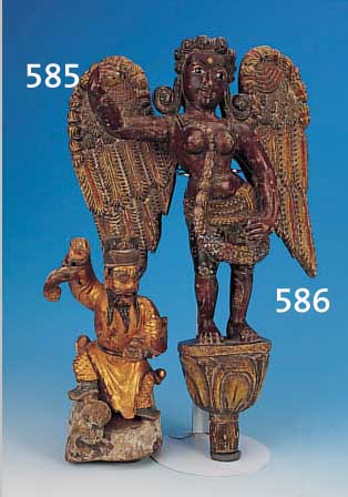 BUDDHASKULPTUR, CHINA, 19. JH., HOLZ, ALTE FASSUNG, H. 25 CM, ALTERSBEDINGT BESCH.