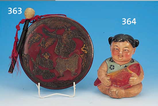 SPARKASSE, CHINA, ANFANG 19. JH., KERAMIK, BEMALT, H. 19 CM, LEICHT BEST. UND REPARIERT