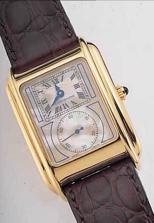 AUGUSTE RAYMOND HERRENARMBANDUHR DOCTORS, REF.-NR. 46002, SCHWEIZ UM 1997, METALL HART- VERG., EDELST.-BODEN GEDR., BEIDS. MINERALVER-GL., ...