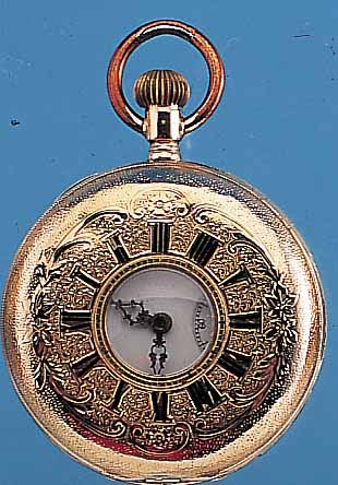 HERRENTASCHENUHR 1/2 SAVONETTE, REF.-NR. 153497, SCHWEIZ UM 1900, ROSE-G. 585/000, RUNDUMGRAV., MONOGR. "MA", AUßENSTD.-ZEICHEN ...