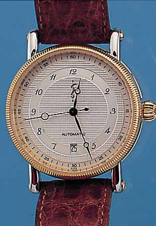 J.E. HERRENARMBANDUHR DOCTOR'S WATCH, REF.- NR. 019/999, SCHWEIZ 1995, EDELST., TEILW. SAT., TEILW. POL., VERST. BANDSTEGE SOWIE KRONE ...