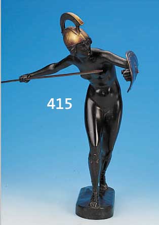 GROßE BRONZESKULPTUR, SCHMIDT-HOFER, UM 1900, H. 41 CM, AMAZONE, SIGNIERT