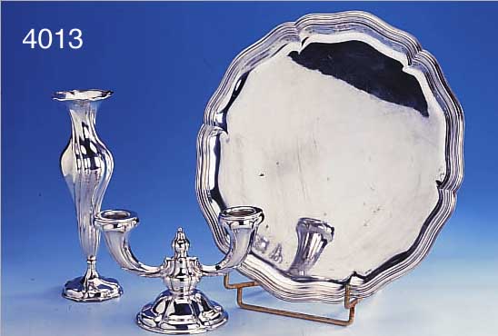 3-TEILIGES KONVOLUT, BAROCKSTIL, 30-50ER J., 1X TABLETT, 830ER SILBER, VASE, 835ER SILBER, W. BINDER BERLIN, TOTAL CA. 545 G, VASENFUß MIN. ...