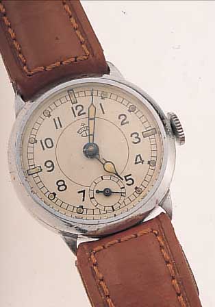 GEBRÜDER THIEL RULA HERRENARMBANDUHR, DEUTSCHLAND UM 1940, METALL VERCHR., GLASR. GEDR., AUßER LEDERB. ORIG.-ZUSTAND, LEUCHTFAR-BE ...