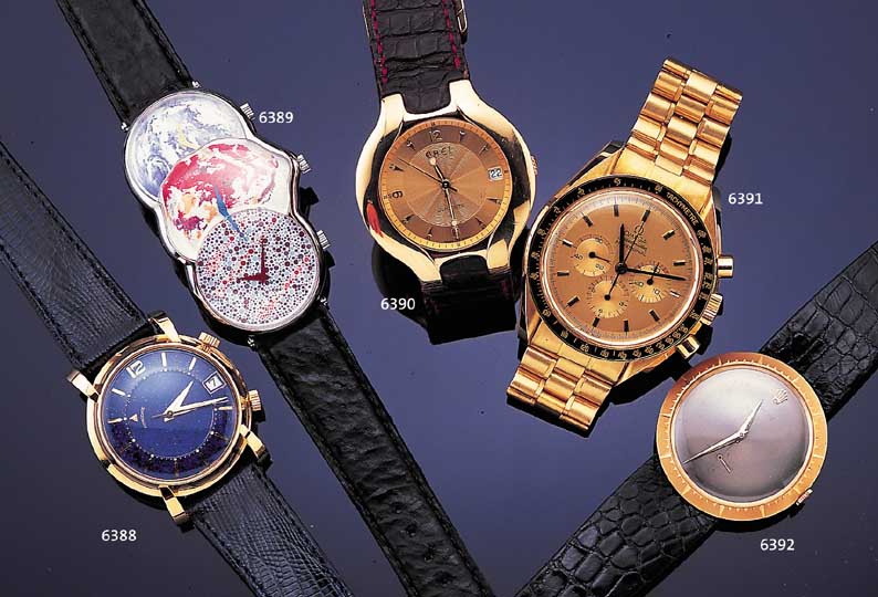 EBEL HERRENARMBANDUHR LICHINE, REF.-NR. 8080980, SCHWEIZ UM 1997, GG 750/000 MASSIV GEH., BOMB. SAPHIRGL., GUILL. U. VERG. BLATT, ...