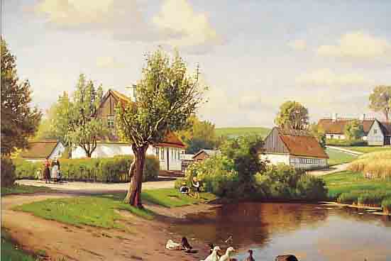 DREWS, KAI JEPPE, *1884 FREDERIKSBORG - 1964 BORNHOLM, INTERNATIONAL GESCHäTZTER DäNISCHER LANDSCHAFTSMALER, HIER: IDYLLISCHE ...