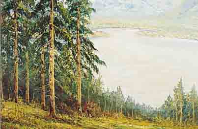 HEIDENDAHL, MITTE 20. JH., BLICK AUF EINEN BERGSEE, ÖL/LWD., SIGN., 60 X 80 CM, R.