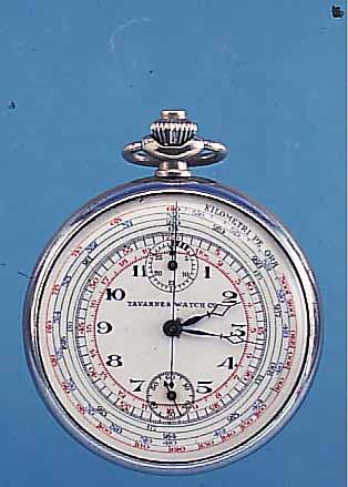 TAVANNES WATCH CO TASCHENUHR-CHRONOGRAPH LEPI-NE, REF.-NR. 1098, SCHWEIZ UM 1930, VERCHR., EMAILZIFFERBL. IM ZENTRUM BESCHäD., MULTI- ...