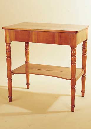 TISCH, DEUTSCH, UM 1850, KIRSCHBAUMFURNIER, Z.T. AUCH ANDERE HöLZER, PLATTE SEKUNDäR, MIT SPUREN ...