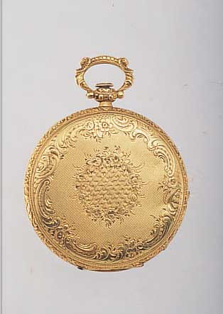 HERREN/DAMENTASCHENUHR LEPINE, REF.-NR. 10066, SCHWEIZ UM 1860, GG 750/000, RAND WIE PENDANT U. BüGEL RELIEFIERT, RüCKS. BLüTEN- DEKOR, ...