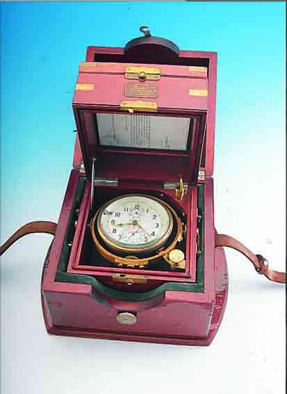 POLJOT MARINECHRONOMETER, REF.-NR. 04055, SOWJETUNION UM 1988, DOPPELTER HOLZKASTEN, MESSINGMONTUREN, MESSINGKESSEL, KARDANISCH AUFGEH., ...