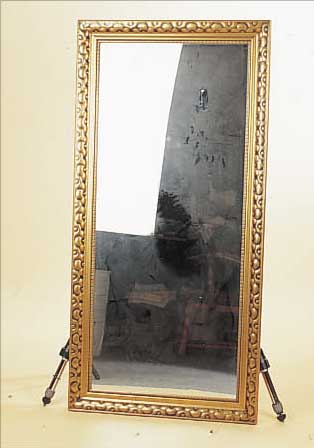 SPIEGEL, UM 1900, STUCKRAHMEN, SPIEGEL- GLAS SPäTER, 134 X 65 X 4.5 CM