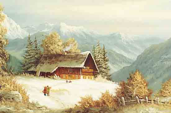 VERMEULEN, NOEL, *1917 - 1989, HOLLäNDISCHERTRADITIONLIST IN ALTMEISTERLICHER ART, HIER: WINTERLICHE GEBIRGSLANDSCHAFT MIT VERSCHNEITEMGEHöFT UND ...