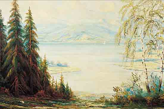 HEYDENDAHL, W. R., 19./20. JH., DüSSEL- DORFER SCHULE, HIER: BLICK AUF EINEN ALPENSEE,ÖL/LWD., SIGN., 61 X 81 CM, R.