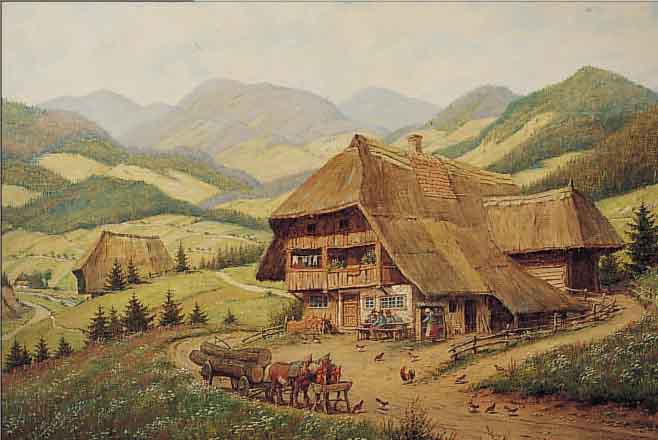 LUCKHARDT, KARL, *1886 FRANKFURT/M. - 1970, STUDIERTE AM FRANKFURTER STäDEL, TIER- UND LANDSCHAFTSMALER, HIER: HOLZFUHRWERK VOR ...