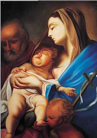 UNBEK. KüNSTLER D. 19. JH., DIE HEILIGE FAMILIE MIT DEM JOHANNESKNABEN, WERK DES 19. JH. NACH DEM VORBILD EINES ITALIENISCHEN ...