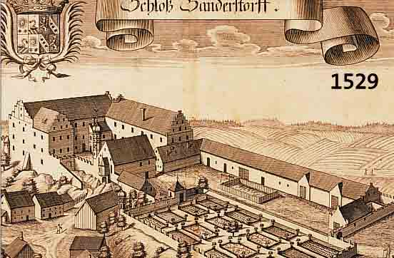 KONVOLUT VON 7 BLATT, MIT KUPFERSTICHEN V. WENING, CA. 1720, OBERPFLALZ (ALTMüHLTAL): 1.) SCHLOSS SANDERSTORFF, GUTES BLATT OHNE ALTEN ...