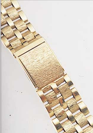 UHRENGOLDBAND FüR HERREN, GG 585/000, STEG.-BREITE 18 MM, L. VON STEG ZU STEG CA. 14,5 CM,33 G, L. TRAGESP.