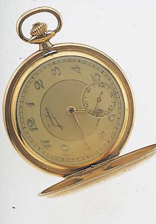 JUNGHANS HERRENTASCHENUHR SAVONETTE, DEUTSCHLAND UM 1935, GG-AUFLAGE, STREIFENDE- KOR, BLATT VERG., 15 ST., WERK VERG., KAL. 49/1, MONOM. ...