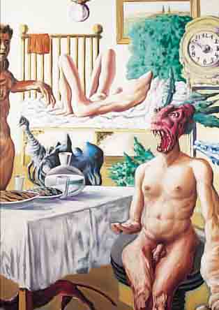 UNBEKANNNTER KüNSTLER, 20. JH., ÖL/LWD., CA. 81 X 81 CM, SURREAL. DARSTELLUNG
