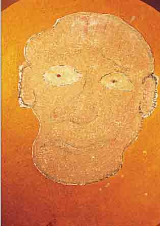 MüHLENHAUPT, KURT, * 1921, MISCHTECHNIK AUF SPANPLATTE, D. 94 CM, SELBSTPORTRAIT, L. ALTERSSCHäDEN, SIGNIERT