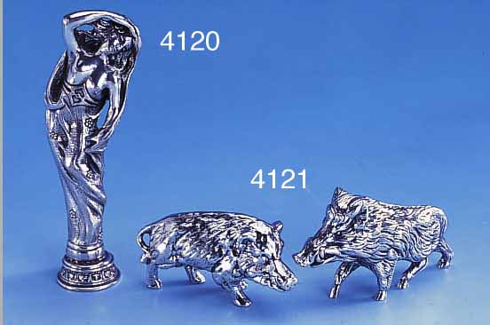 TISCHVERZIERUNG: 2 WILDSCHWEINE, VOLLPLASTISCH925ER SILBER, MASSIVE AUSF., ZUS. CA. 319 G, L. CA. 6.5-7.2 CM, DEUTSCH NACH 1950