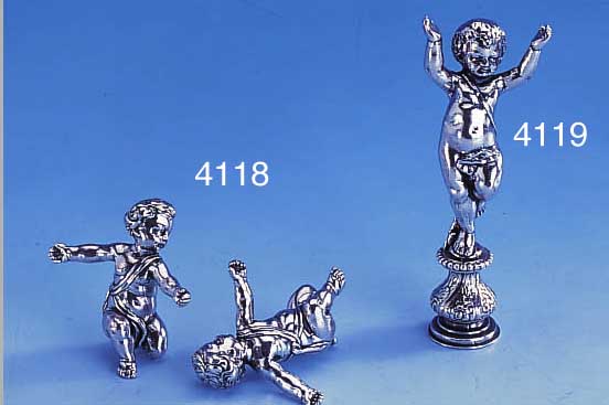 2 SKULPTUREN: PUTTI, 925ER SILBER MASSIV, DEUTSCH NACH 1950 NACH BAROCKEM VORBILD, H CA. 4.5 CM, FORM IDENTISCH