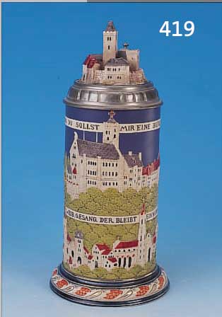 DECKELHUMPEN, VILLEROY & BOCH, DATIERT 1904, FEINSTEINZEUG, H.CA.30 CM, MODELLNUMMER 2828, AN DER BURGENDECKELBEKRöNUNG, MIN. ...