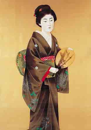 UKIYO-E-MALEREI, CA. 1880-1890, GEMALT AUSSCHLIEßLICH FüR DEN EUROP. MARKT, SEIDE-GUOUCHEMALEREI, M. CA. 73X34 CM, R.