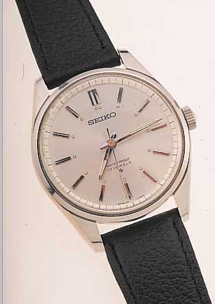 SEIKO HERRENARMBANDUHR WATERPROOF, REF.-NR. 9D8577, JAPAN UM 1968, EDELST., BODEN GESCHR.,SELTEN, 17 ST., HANDAUFZUGKAL. 66A, RINGUNR., FLACHSPIR., ...