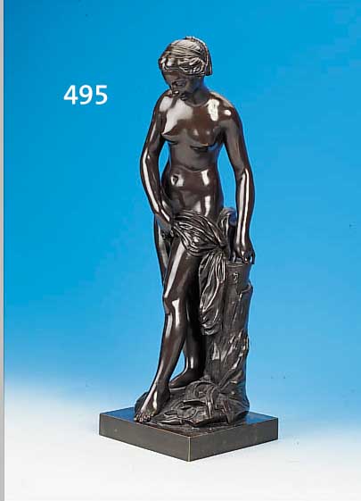 BRONZESKULPTUR, FALCONNET, ENTWURF 1757, AUSFORMUNG UM 1900, BRONZE, PATINIERT, H. 61 CM, Z.T. MIT KRATZSPUREN, VOR ALLEM AN EINER ...