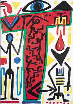 PENCK, A.R., OHNE TITEL, FARBOFFSET, HANDSIGNIERT, CA. 62 X 45 CM, PP