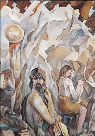 MOLERITSKI, GEORGIEVIC SERGEJ, *1940 ROSTOW, STUDIERTE IN DER KUNSTHOCHSCHULE, HIER: AM ENDE DER SACKGASSE DER WEG ZUR MORGENRöTE, ÖL/STOFF, ...