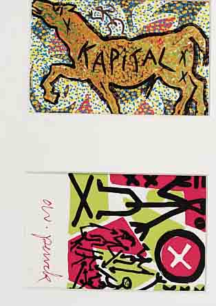 PENCK, A.R., VIER MULTIPLES, ALLE HAND- SIGNIERT (TEILS DURCH PP VERDECKT), JE CA. 15 X 10 CM, PP, IN EINEM RAHMEN