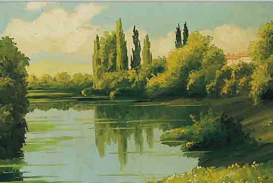 HERZING, MINNI, 1883 FRANKFURT - CHEMNITZ, ÖL/LWD., 25,5 X 36 CM, FLUßLANDSCHAFT