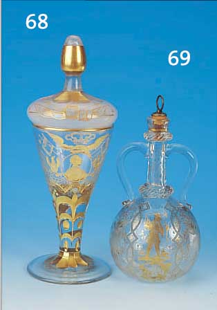 DECKELPOKAL, POTSDAM, 18. JH., GLAS, GESCHNITTEN,, H 32 CM, MIT HALBPORTRAIT FR.WILHELM I, MIT ...