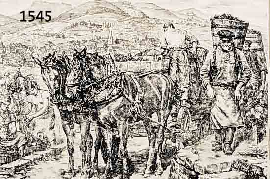 STRIEFFLER, HEINRICH, LITHOGRAPHIE, 26 X 37 CM, HERBST IM WEINBERG, UNTER GLAS, RAHMEN