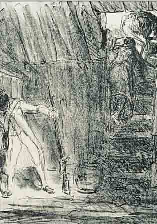 SLEVOGT, MAX, LITHOGRAPHIE, AUS DER SERIE LEDERSTRUMPF, 33 X 26 CM, UNTER GLAS, RAHMEN