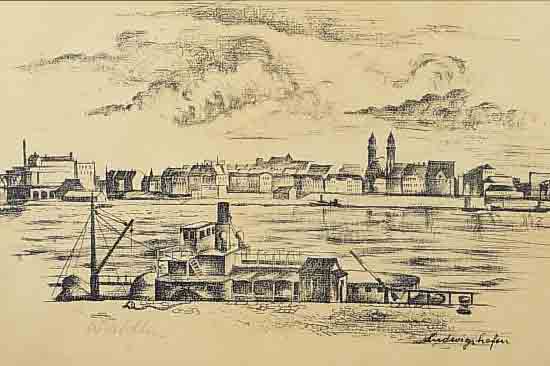 SOHL, WILL, 2 LITHOGRAPHIEN, MANNHEIM UND LUDWIGSHAFEN, PAPIER GEBRäUNT, HANDSIGNIERT, ...