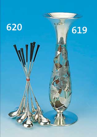 8 COCKTAILRüHRER IN GOLFSCHLäGERFORM, SILBER, SIGN. FRIGAST MADE IN DENMARK, L. CA. 23 CM