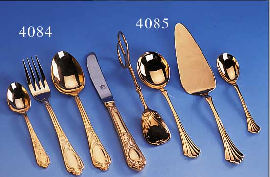 KONVOLUT,  KUCHENBESTECK, MOTIV HILDESHEIMER ROSE, 24 KT HARTVERGOLDET, BEST. AUS: 6 KUCHENGABELN6 ...
