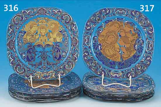 4 WEIHNACHTSTELLER, GLAS, ROSENTHAL, BJöRN WIINBLAAD, 1978 - 1981, D. 32 CM, IN KARTONS