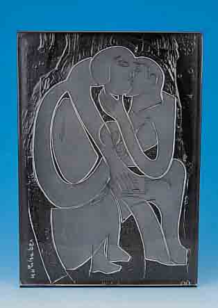 ROSENTHAL-JAHRESTELLER, KüNSTLERENTWURF 1981, HAP GRIESHABER, DAS PAAR, 1494/3000, GLAS, 44 X 31 CM, IM HOLZKASTEN