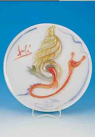 ROSENTHAL-JAHRESTELLER, KüNSTLERENTWURF SALVADORE DALI, GLAS, 2941/3000, D.36 CM IN HOLZKISTE