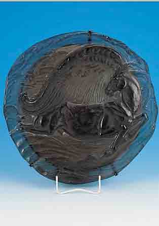 ROSENTHAL-JAHRESTELLER, KüNSTLERENTWURF ERNST FUCHS, GLAS, 2041/3000, 1980, D. CA. 39 CM, IM KARTON