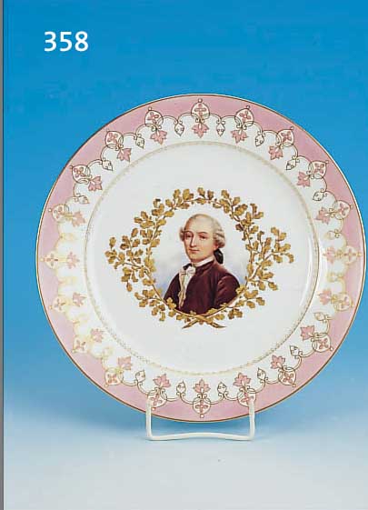 TELLER, SEVRES, 1848, PORZELLAN, RüCKSEITIG BEZ. THOMAS,D.24 CM, SEHR FEINE BEMALUNG, SCHöNE GOLDSTAFFAGE