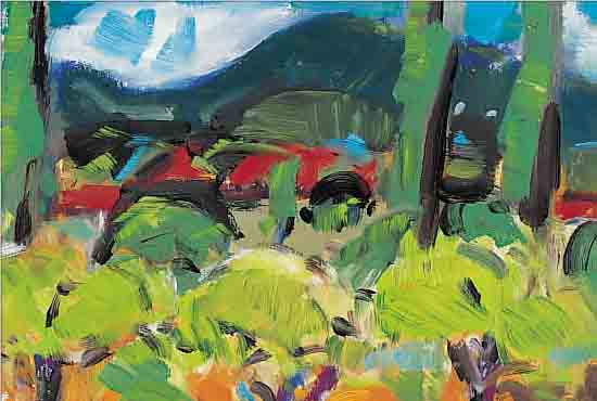 KISSEL, ÖL/PLATTE, PFäLZER LANDSCHAFT, SIGNIERT, HELLER HOLZRAHMEN, 30 X 35 CM