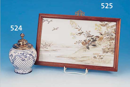 PORZELLANBILD, CHINA, UM 1900, REICH BEMALT, 23 X 39 CM