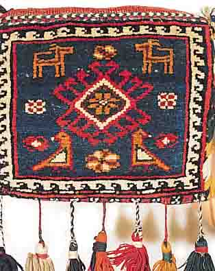 NASERABAD TASCHE,PERSIEN CA.28 X 23 CM. EHZ.2 WOLLE-WOLLE CA.60 JAHRE.