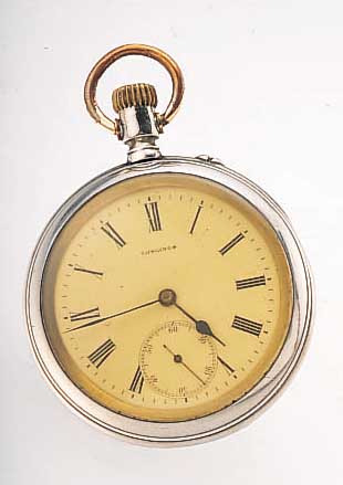 LONGINES HERRENTASCHENUHR LEPINE, REF.-NR. 990674, SCHWEIZ UM 1898, NICKEL, REGISTRIER- NUMMERN RüCKS., ZUORDNUNG UNGED., EMAILBL. SIGN., ...